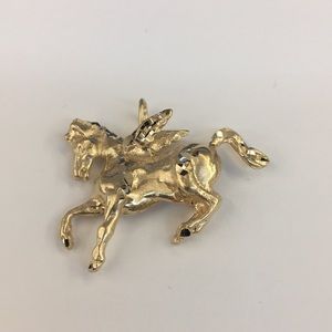14k Yellow Gold 🐴 Horse With Wings Charm Pendant